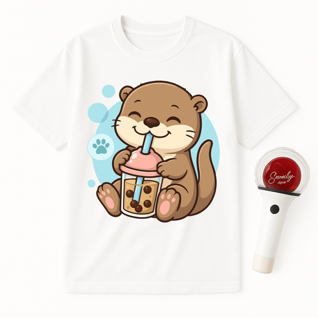OTTER DRINKING BOBA TEA UNISEX T-SHIRT