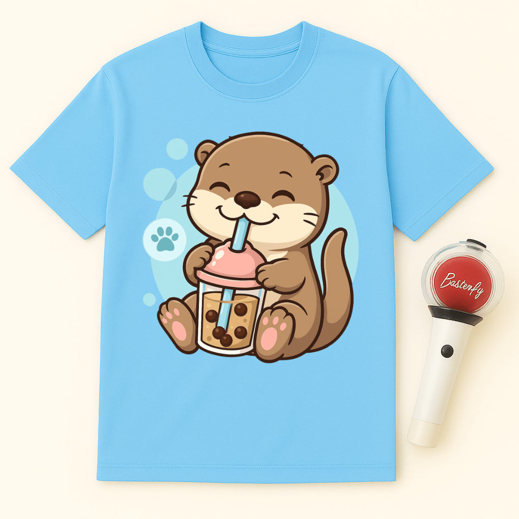 OTTER DRINKING BOBA TEA UNISEX T-SHIRT