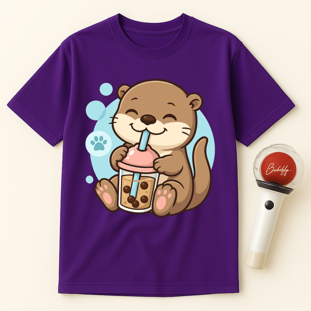 OTTER DRINKING BOBA TEA UNISEX T-SHIRT