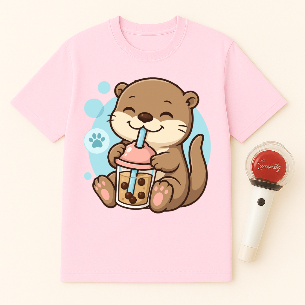 OTTER DRINKING BOBA TEA UNISEX T-SHIRT