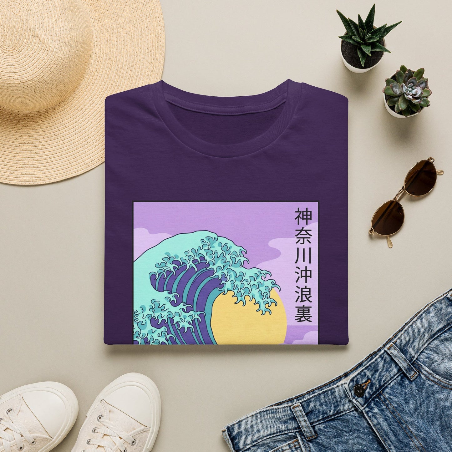 Wave Sunrise Graphic T-Shirt — Kanagawa-Inspired Japanese Surf Art