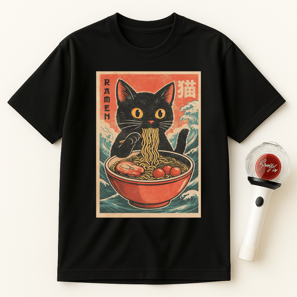 BLACK CAT RAMEN BOWL UNISEX T-SHIRT