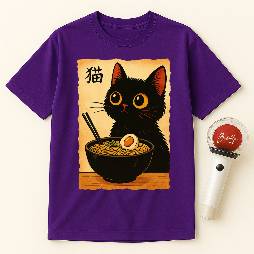 BLACK CAT RAMEN JAPANESE UNISEX T-SHIRT