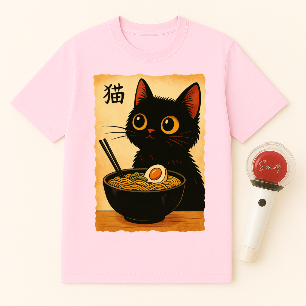 BLACK CAT RAMEN JAPANESE UNISEX T-SHIRT