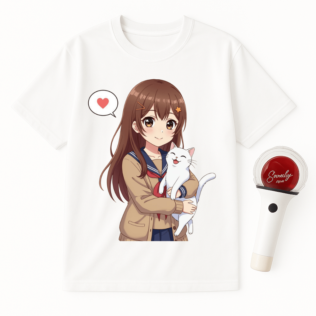 ANIME AND CAT UNISEX T-SHIRT