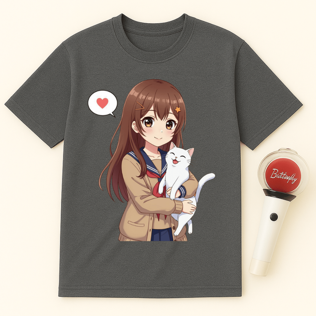ANIME AND CAT UNISEX T-SHIRT