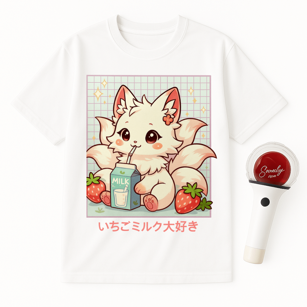 STRAWBERRY MILK KITSUNE FOX UNISEX T-SHIRT
