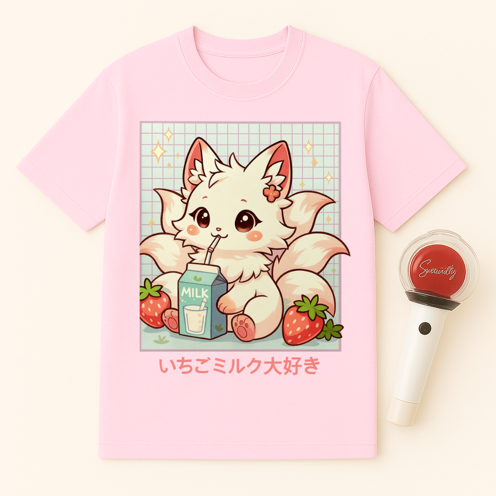 STRAWBERRY MILK KITSUNE FOX UNISEX T-SHIRT