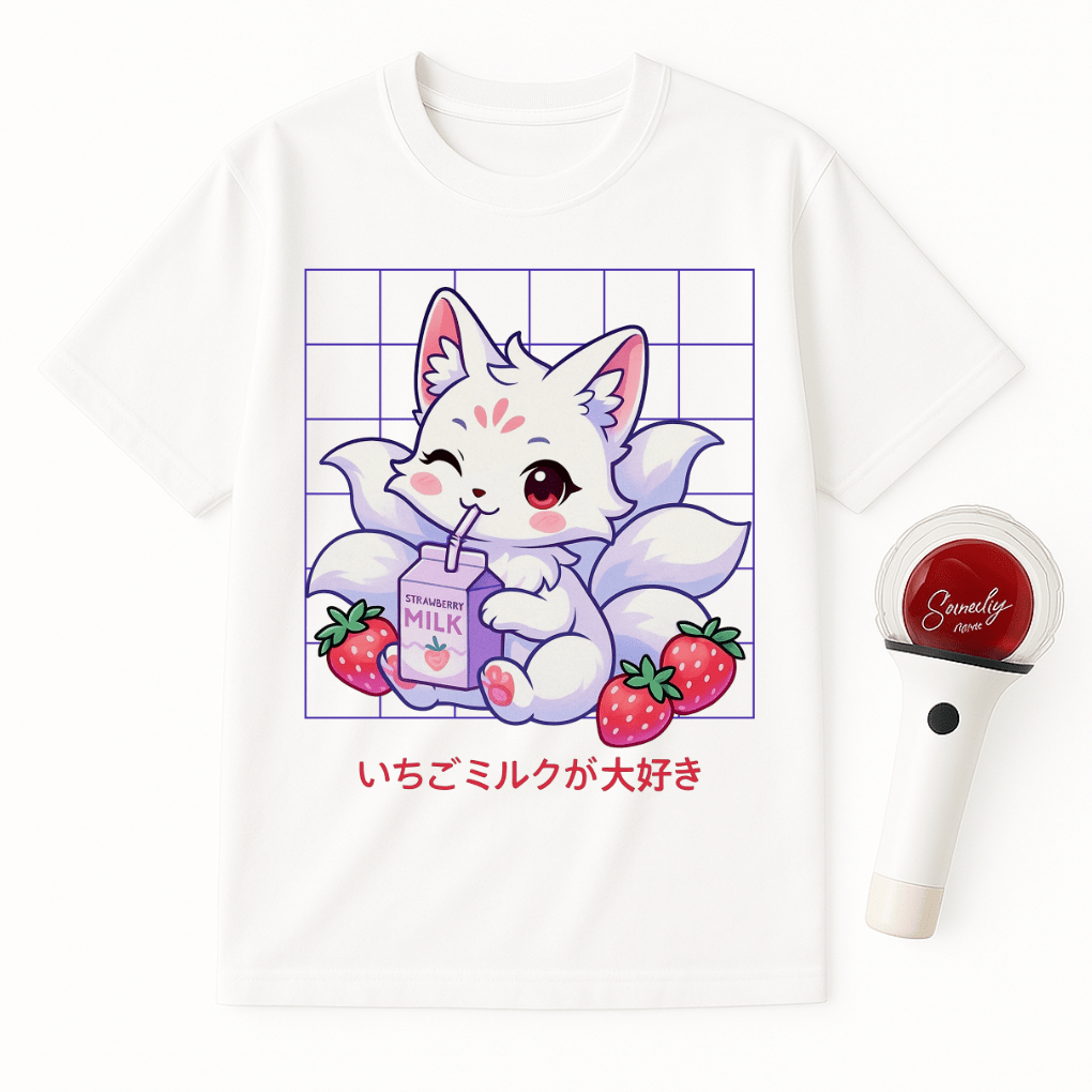 STRAWBERRY MILK KITSUNE FOX UNISEX T-SHIRT