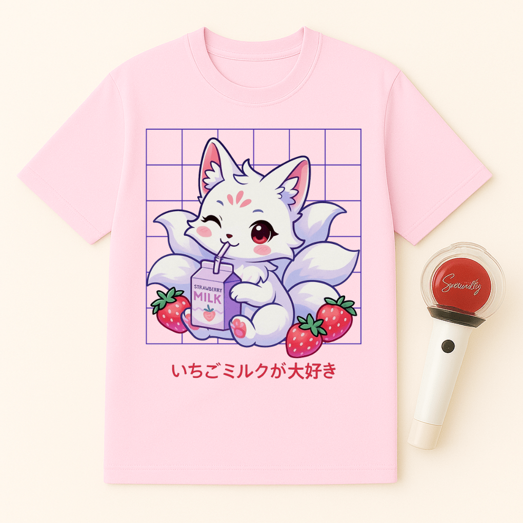 STRAWBERRY MILK KITSUNE FOX UNISEX T-SHIRT