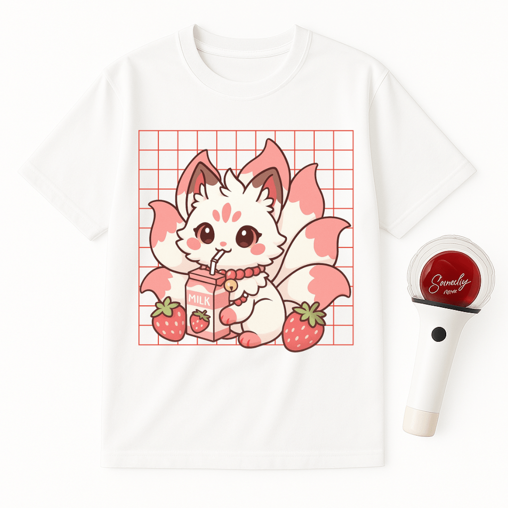 STRAWBERRY MILK KITSUNE FOX UNISEX T-SHIRT