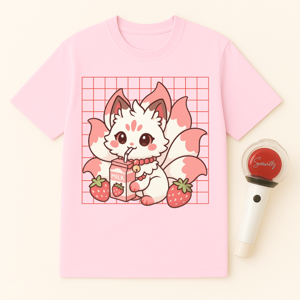 STRAWBERRY MILK KITSUNE FOX UNISEX T-SHIRT