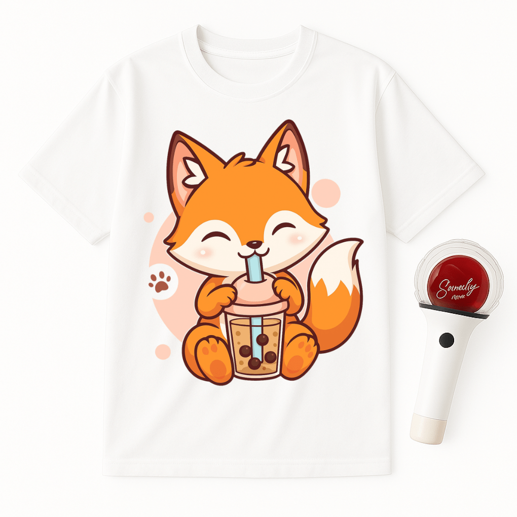BUBBLE TEA FOX UNISEX T-SHIRT