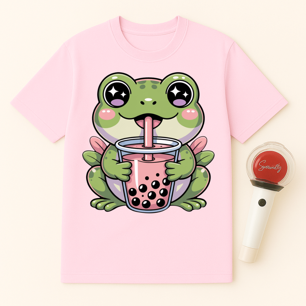 FROG DRINKING BOBA TEA UNISEX T-SHIRT