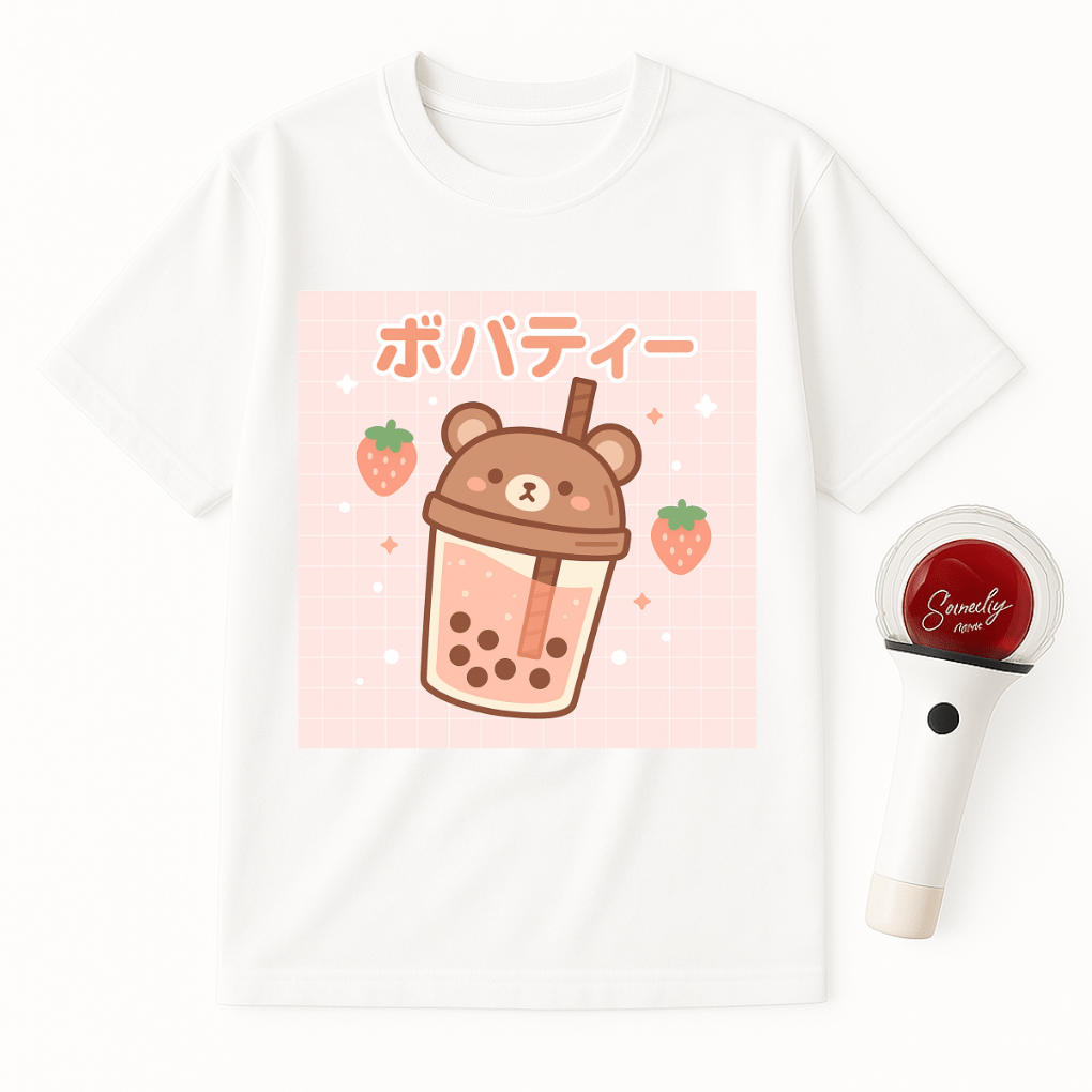 BEAR STRAWBERRY BOBA TEA UNISEX T-SHIRT