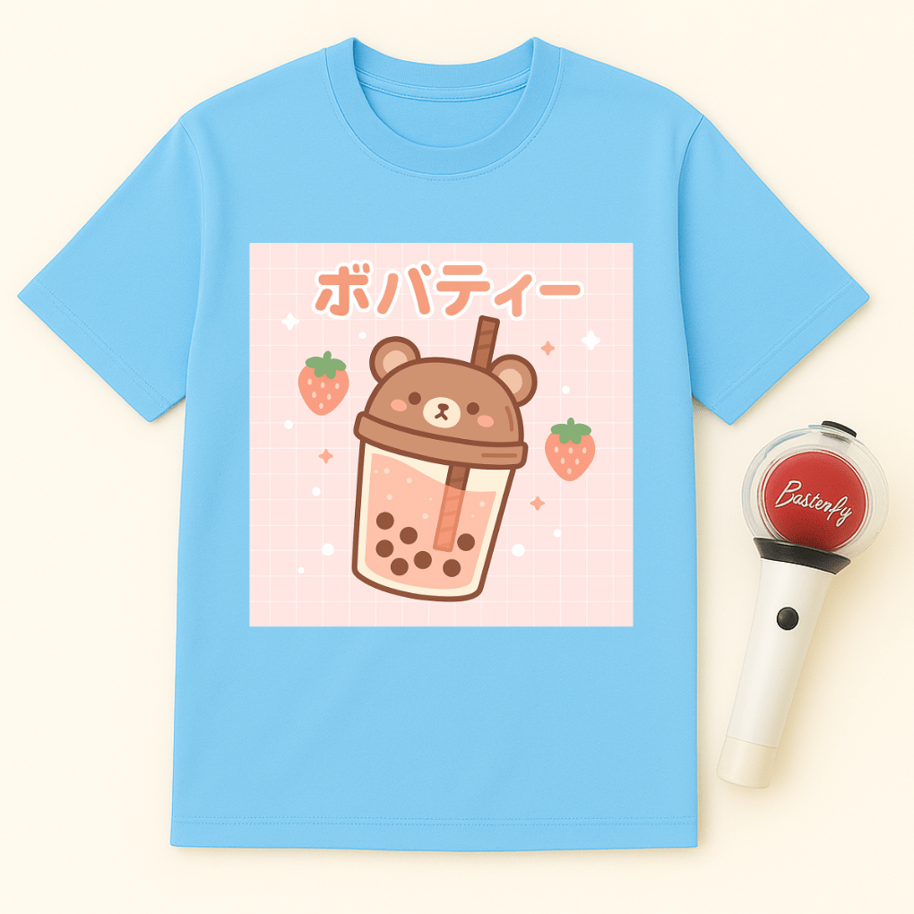 BEAR STRAWBERRY BOBA TEA UNISEX T-SHIRT