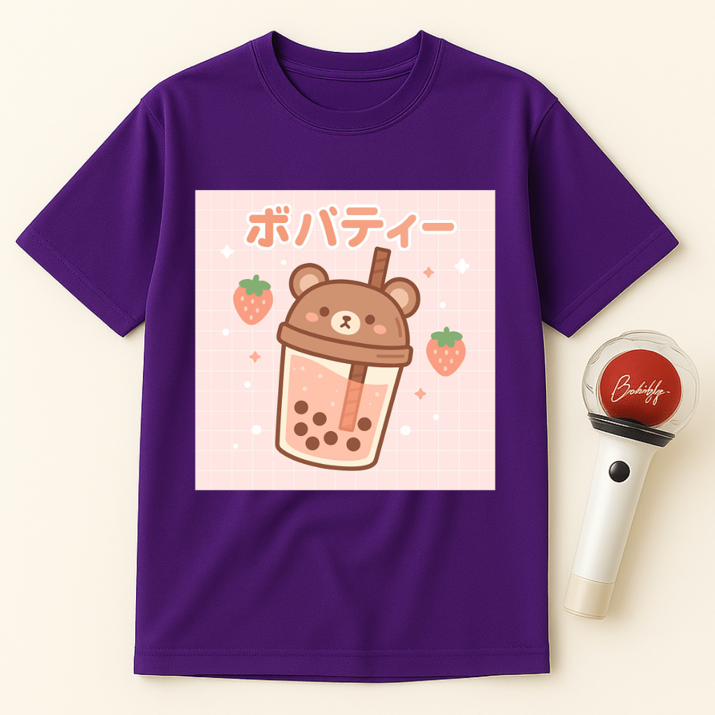 BEAR STRAWBERRY BOBA TEA UNISEX T-SHIRT
