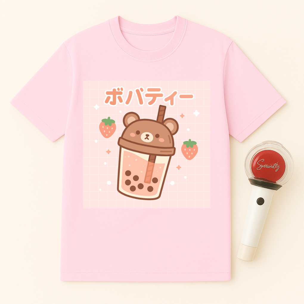 BEAR STRAWBERRY BOBA TEA UNISEX T-SHIRT