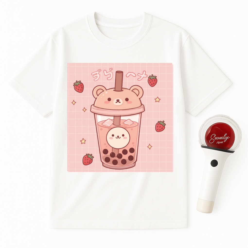 BEAR STRAWBERRY BOBA TEA UNISEX T-SHIRT