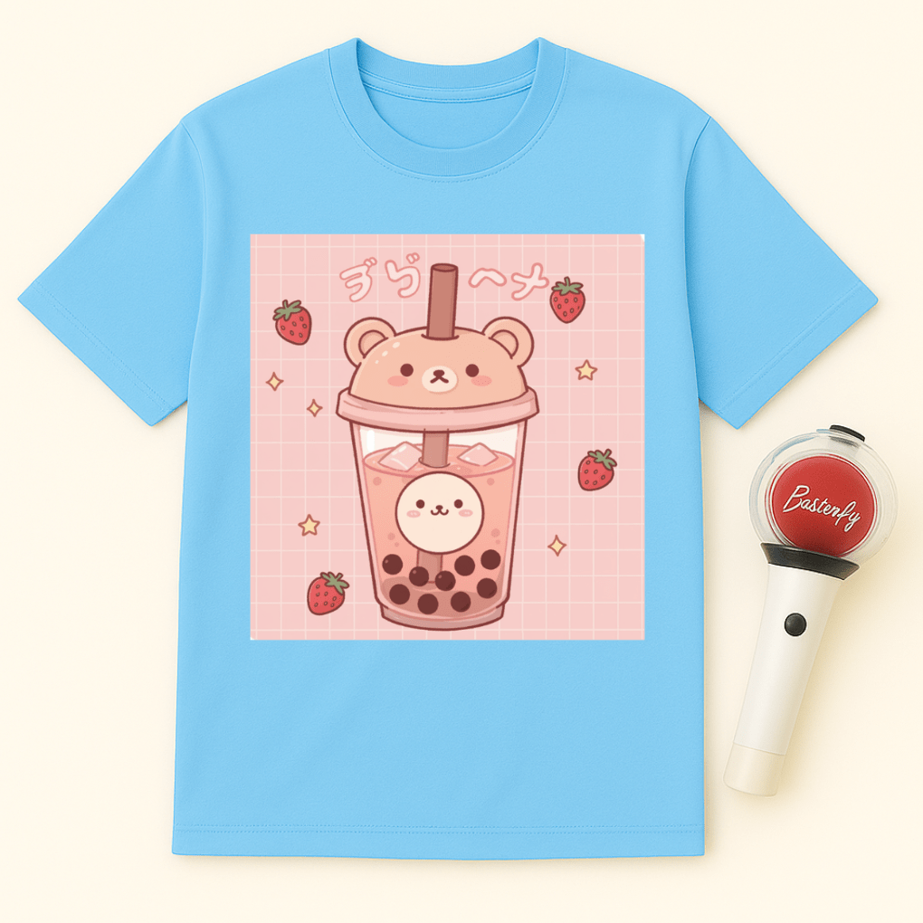 BEAR STRAWBERRY BOBA TEA UNISEX T-SHIRT