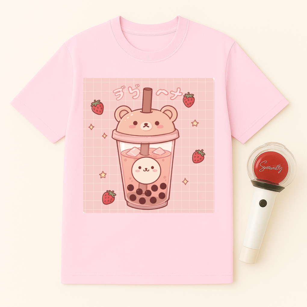 BEAR STRAWBERRY BOBA TEA UNISEX T-SHIRT