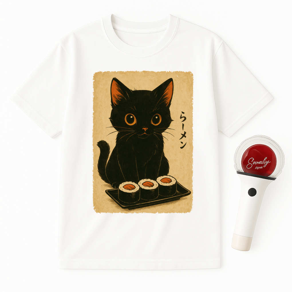 BLACK CAT SUSHI UNISEX T-SHIRT