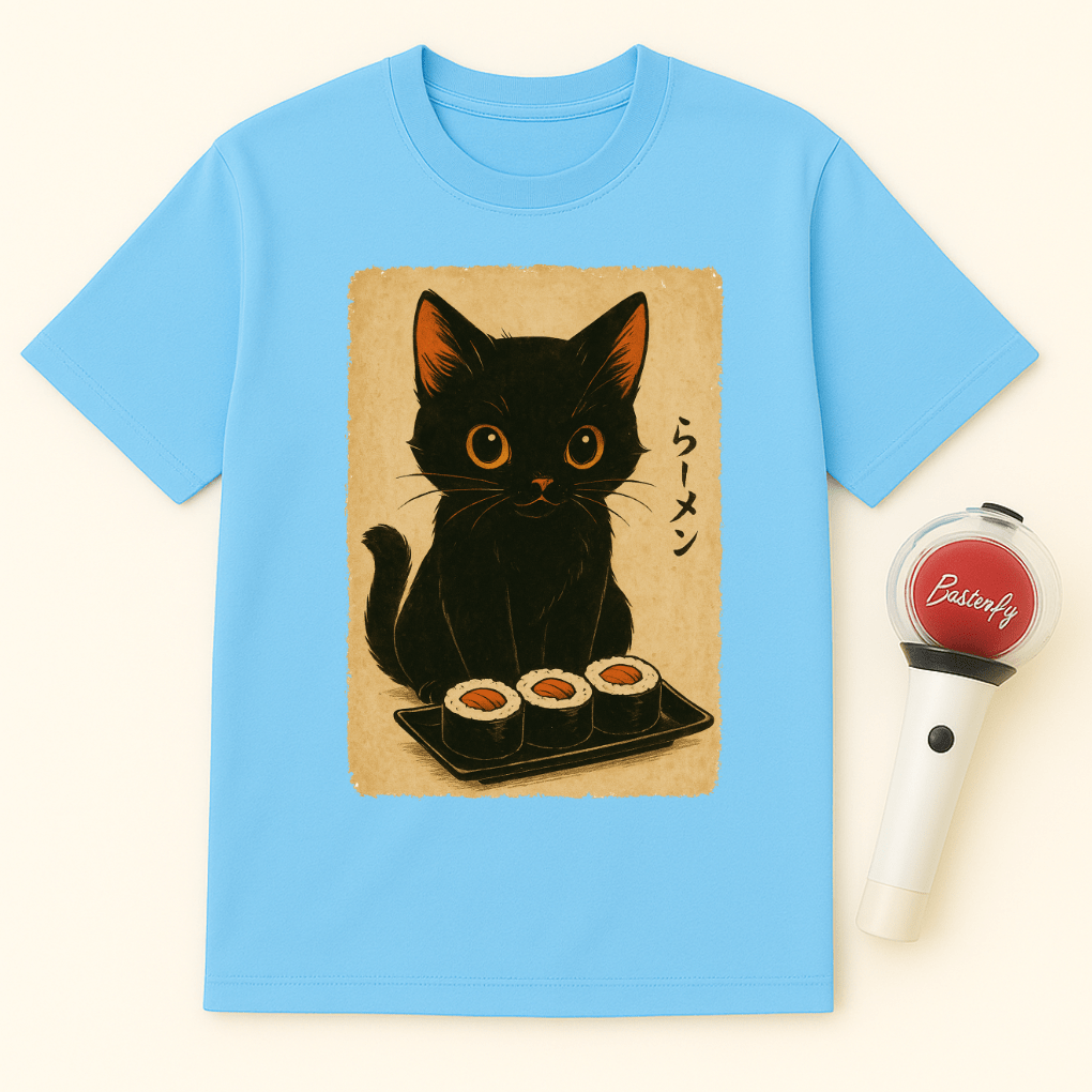 BLACK CAT SUSHI UNISEX T-SHIRT