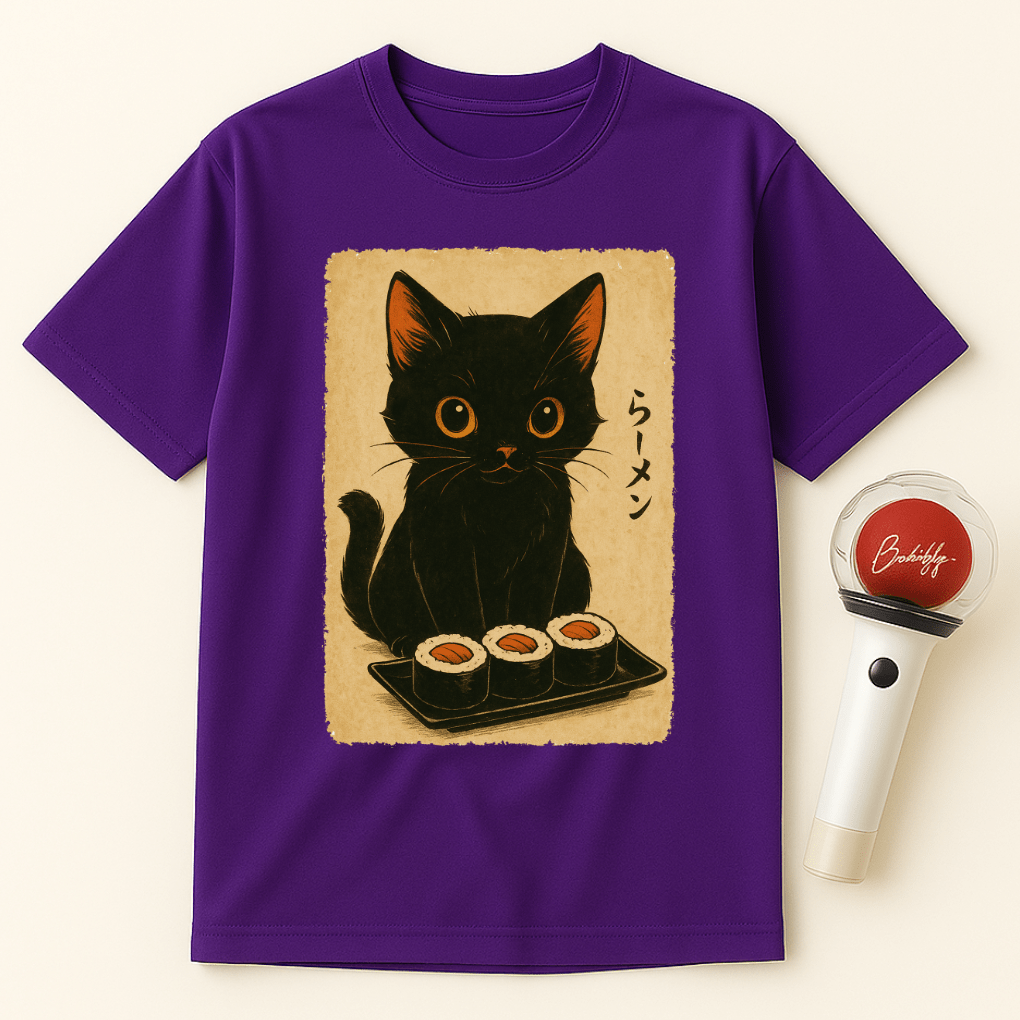BLACK CAT SUSHI UNISEX T-SHIRT