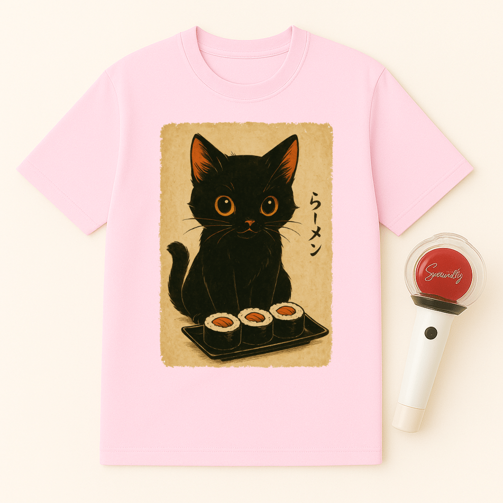 BLACK CAT SUSHI UNISEX T-SHIRT