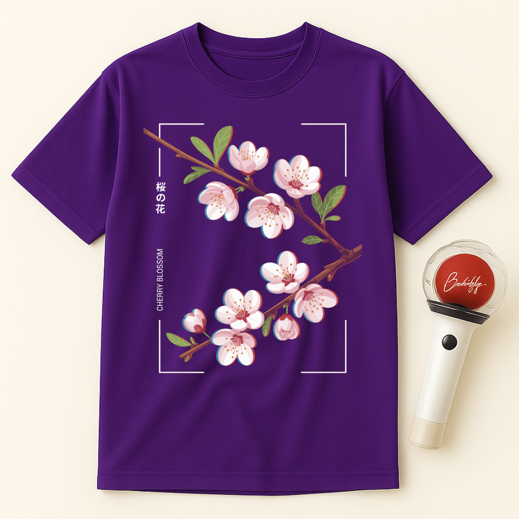 CHERRY BLOSSOM BRANCH WITH JAPANESE TEXT UNISEX T-SHIRT