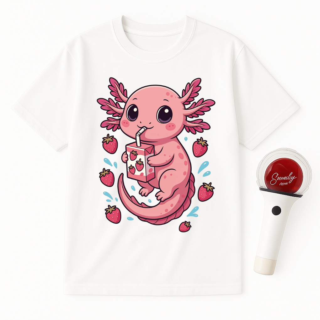 AXOLOTL DRINKING STRAWBERRY JUICE UNISEX T-SHIRT