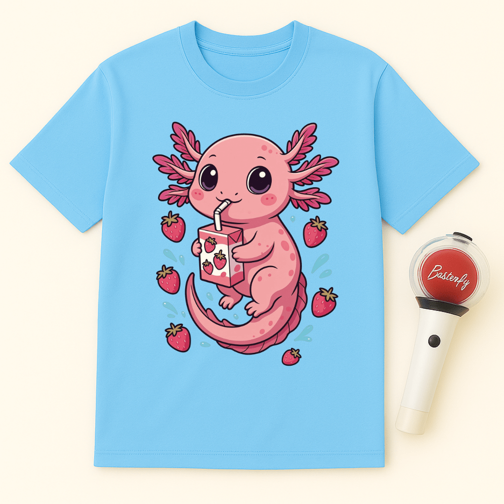 AXOLOTL DRINKING STRAWBERRY JUICE UNISEX T-SHIRT