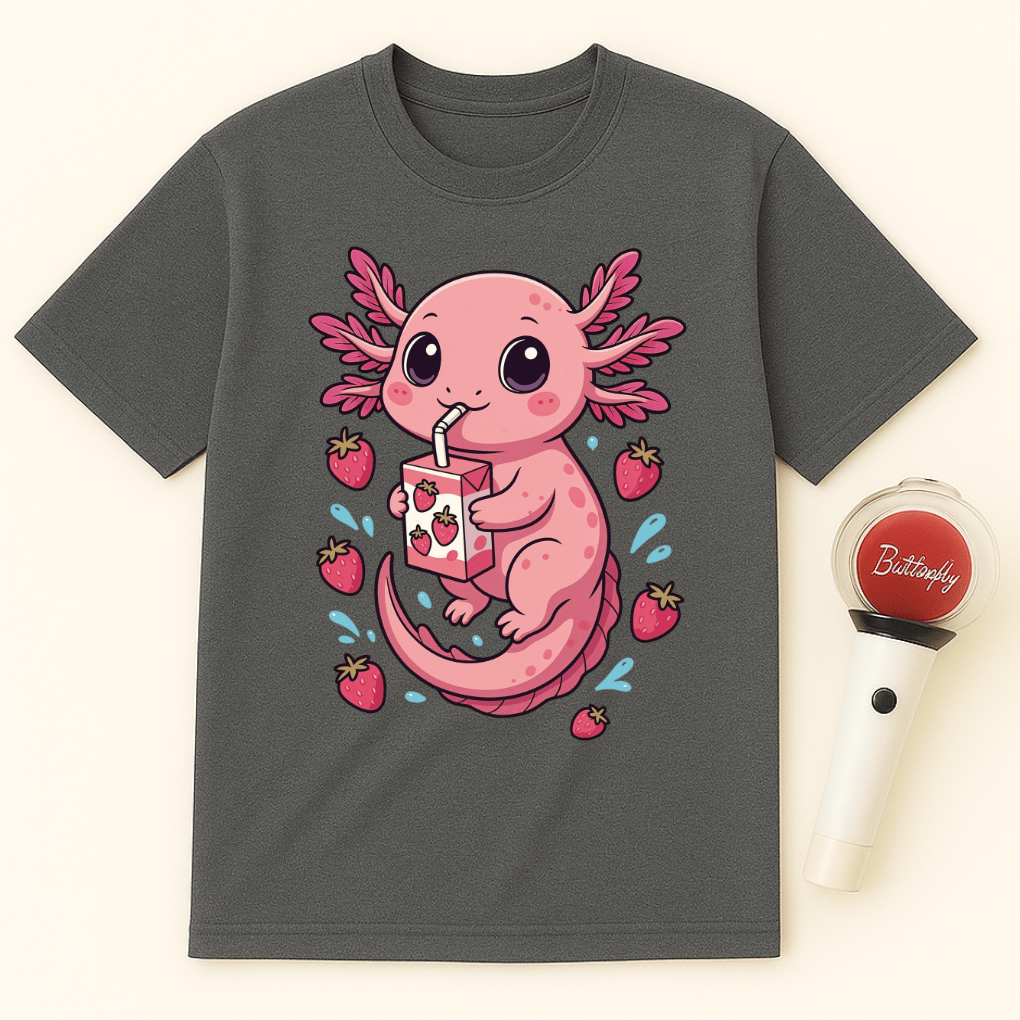 AXOLOTL DRINKING STRAWBERRY JUICE UNISEX T-SHIRT