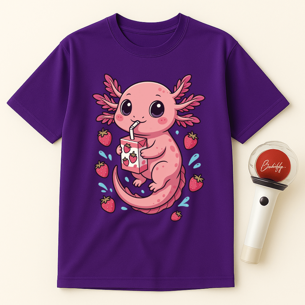 AXOLOTL DRINKING STRAWBERRY JUICE UNISEX T-SHIRT