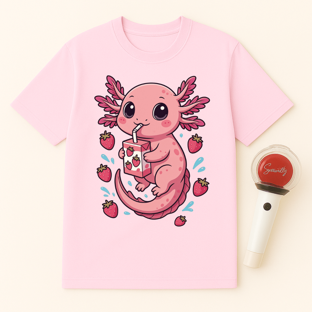 AXOLOTL DRINKING STRAWBERRY JUICE UNISEX T-SHIRT