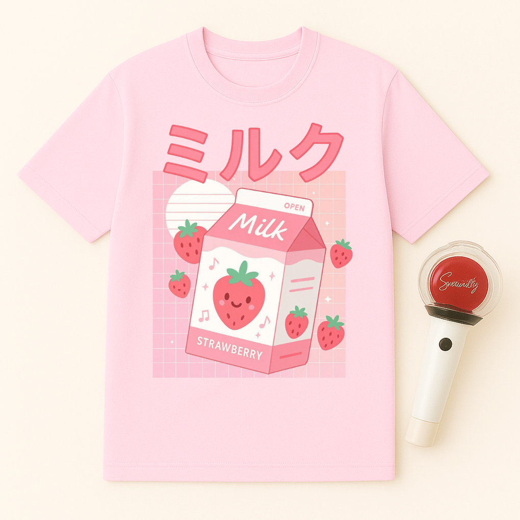 KAWAII STRAWBERRY MILK CARTON UNISEX T-SHIRT