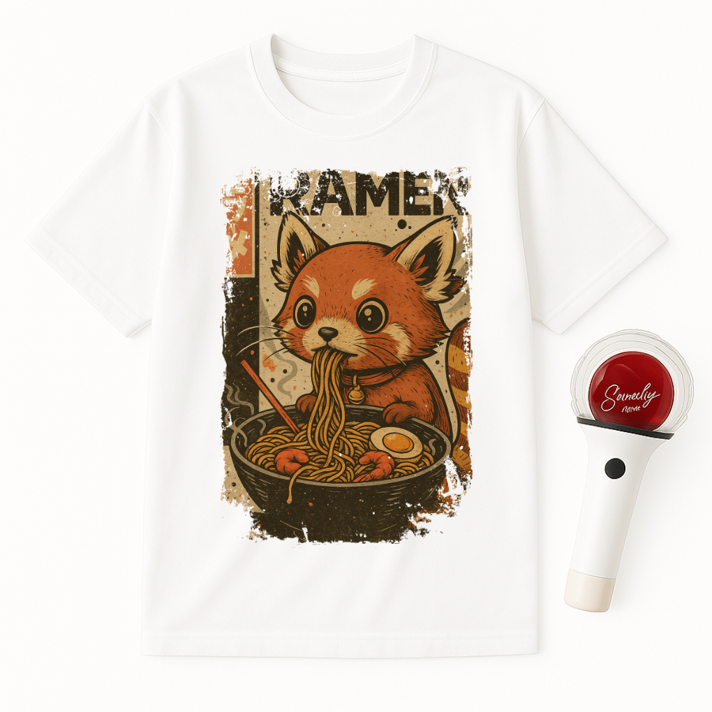 RED PANDA EATING RAMEN UNISEX T-SHIRT