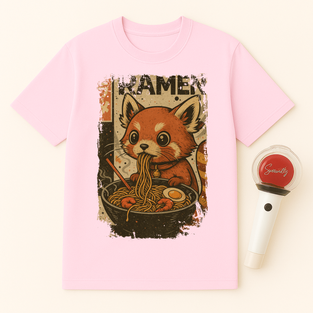 RED PANDA EATING RAMEN UNISEX T-SHIRT
