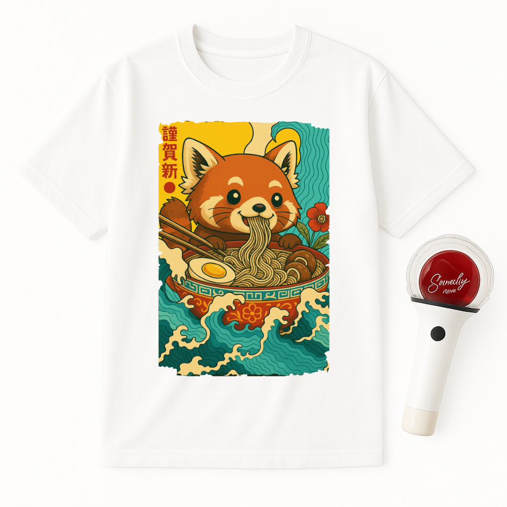 RED PANDA EATING RAMEN UNISEX T-SHIRT
