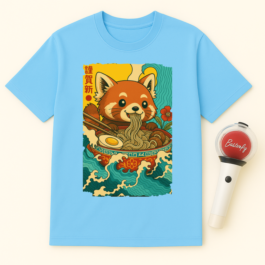 RED PANDA EATING RAMEN UNISEX T-SHIRT