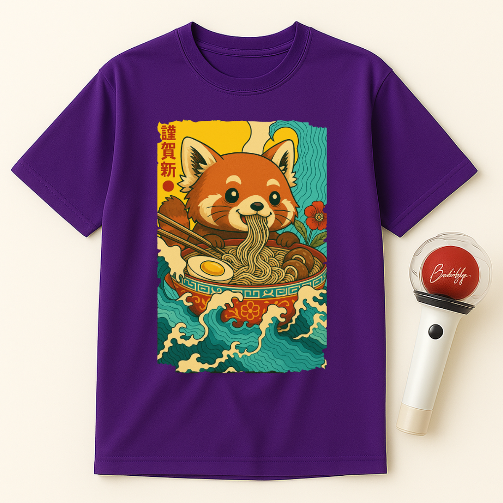 RED PANDA EATING RAMEN UNISEX T-SHIRT