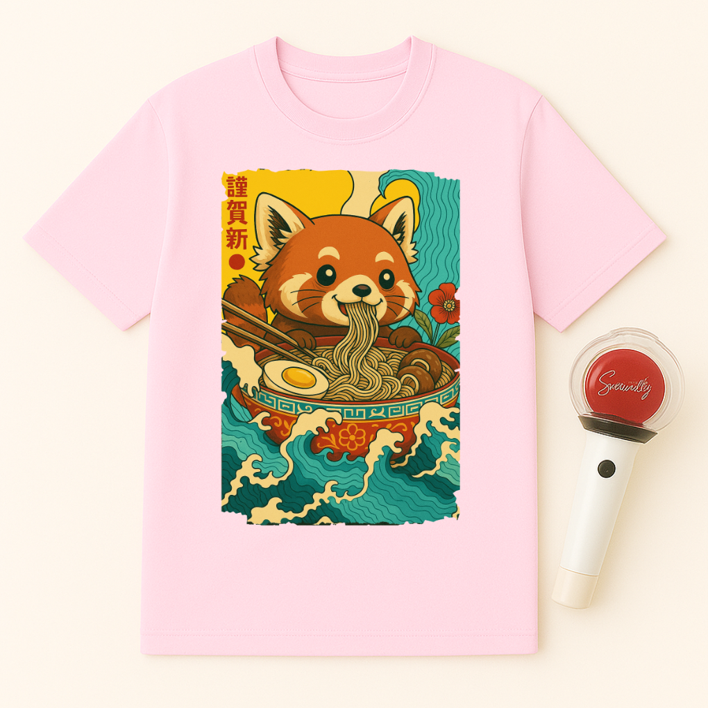 RED PANDA EATING RAMEN UNISEX T-SHIRT