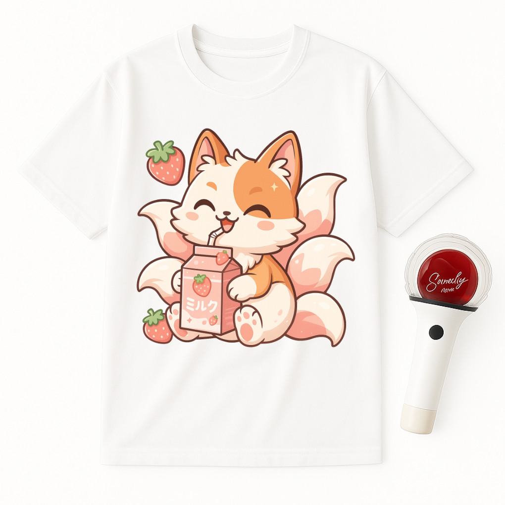KITSUNE STRAWBERRY MILK UNISEX T-SHIRT