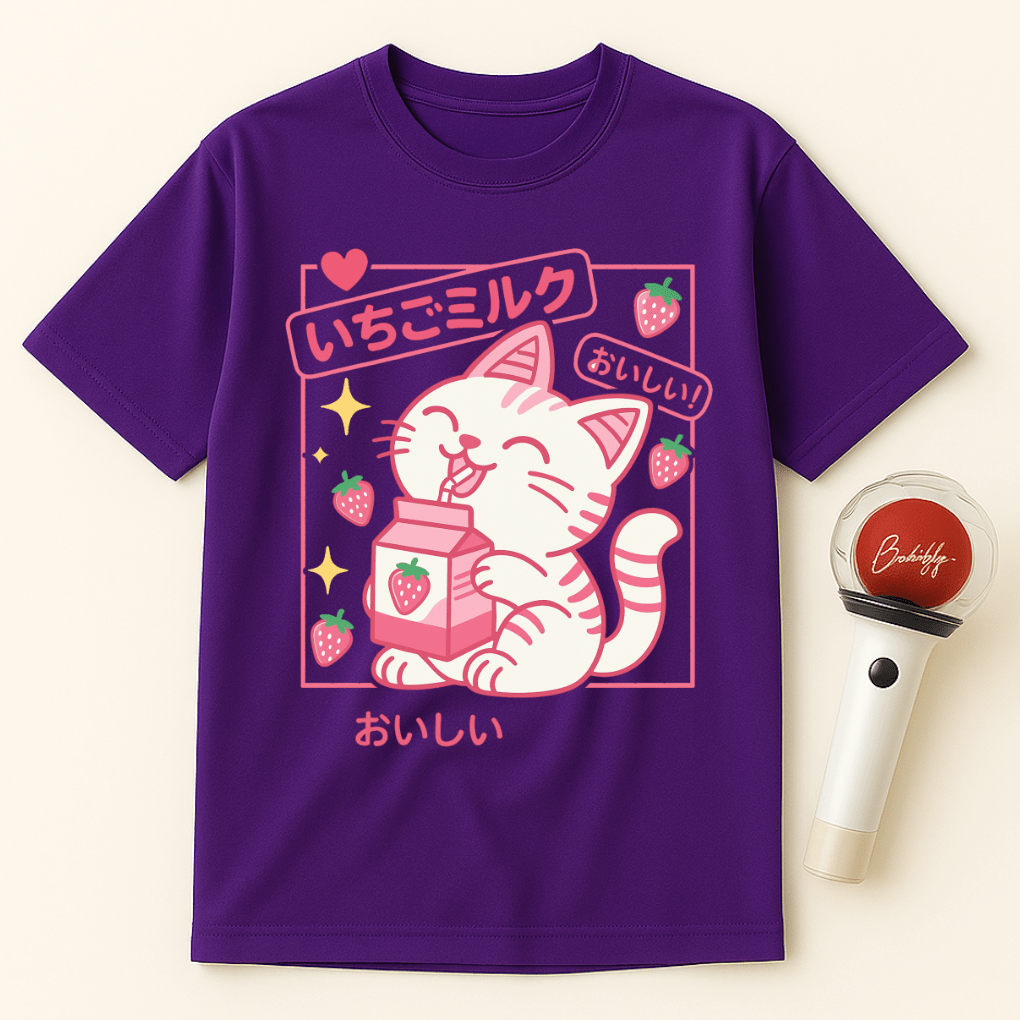 KAWAII STRAWBERRY MILK CAT UNISEX T-SHIRT