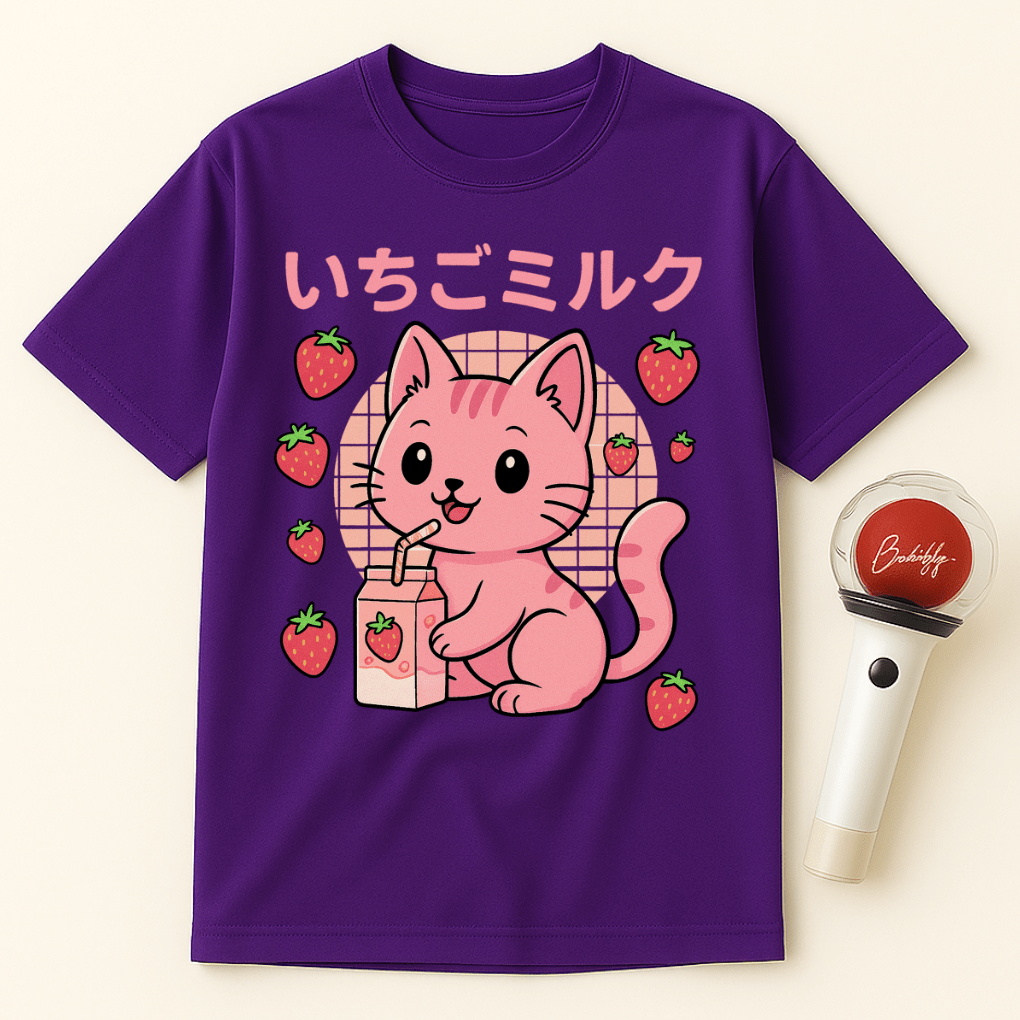 CAT STRAWBERRY MILK UNISEX T-SHIRT