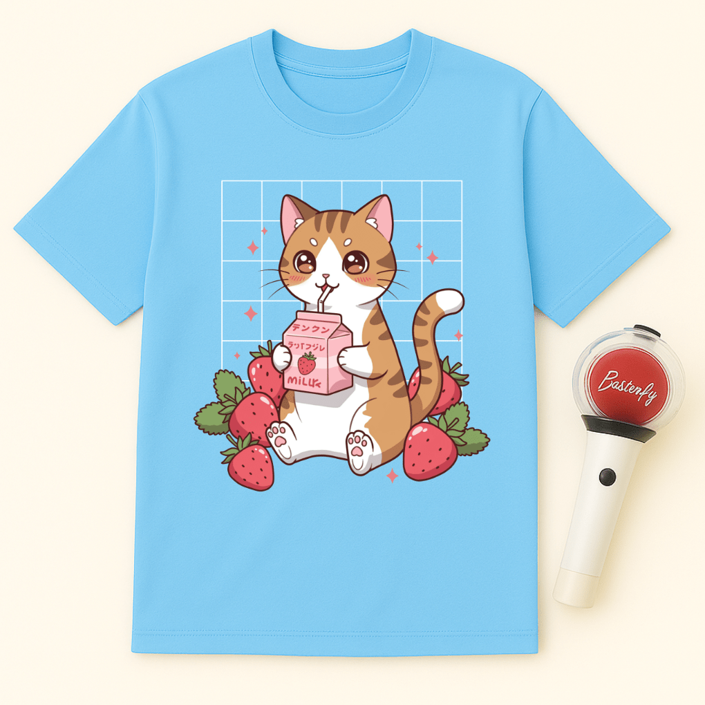 CAT STRAWBERRY MILK UNISEX T-SHIRT