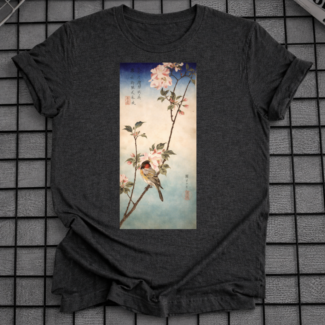 T-SHIRT MIT JAPANISCHEM VOGELKUNST-MOTIV