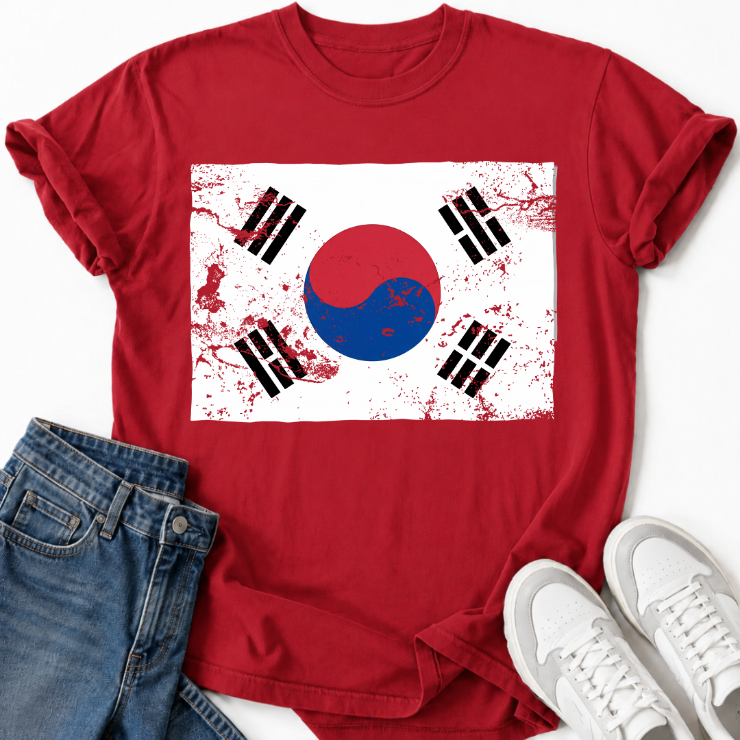 KOREA FLAG GRUNGE T-SHIRT