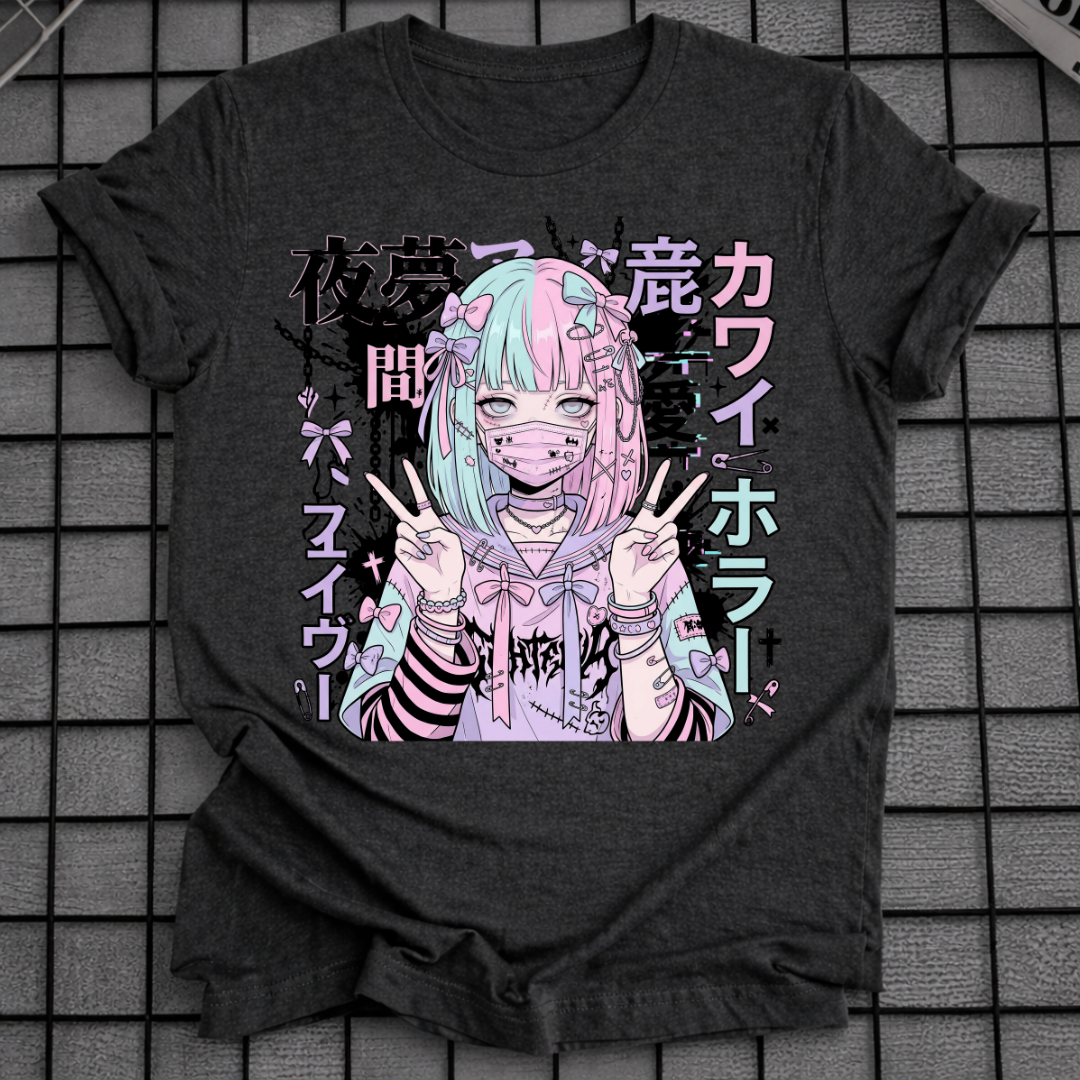 PASTELL CYBERPUNK ANIME GIRL T-SHIRT