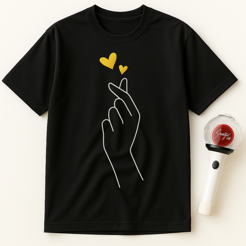 YELLOW HEART FINGER UNISEX T-SHIRT